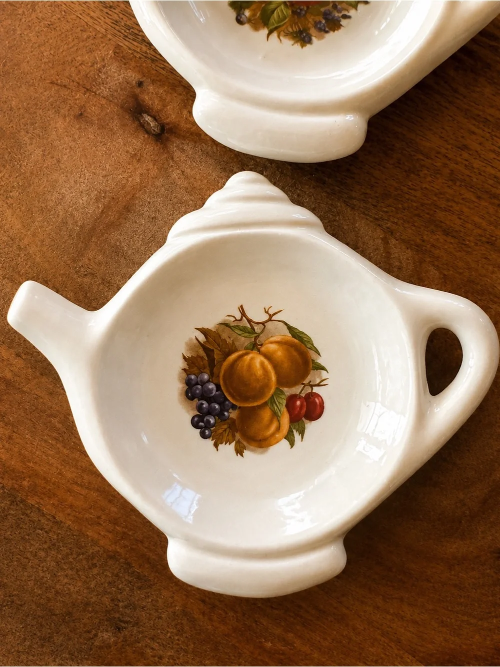 Vintage Mountainside Ceramic Teapot Tea Bag Tidies- Set of 6 Fruit Designs